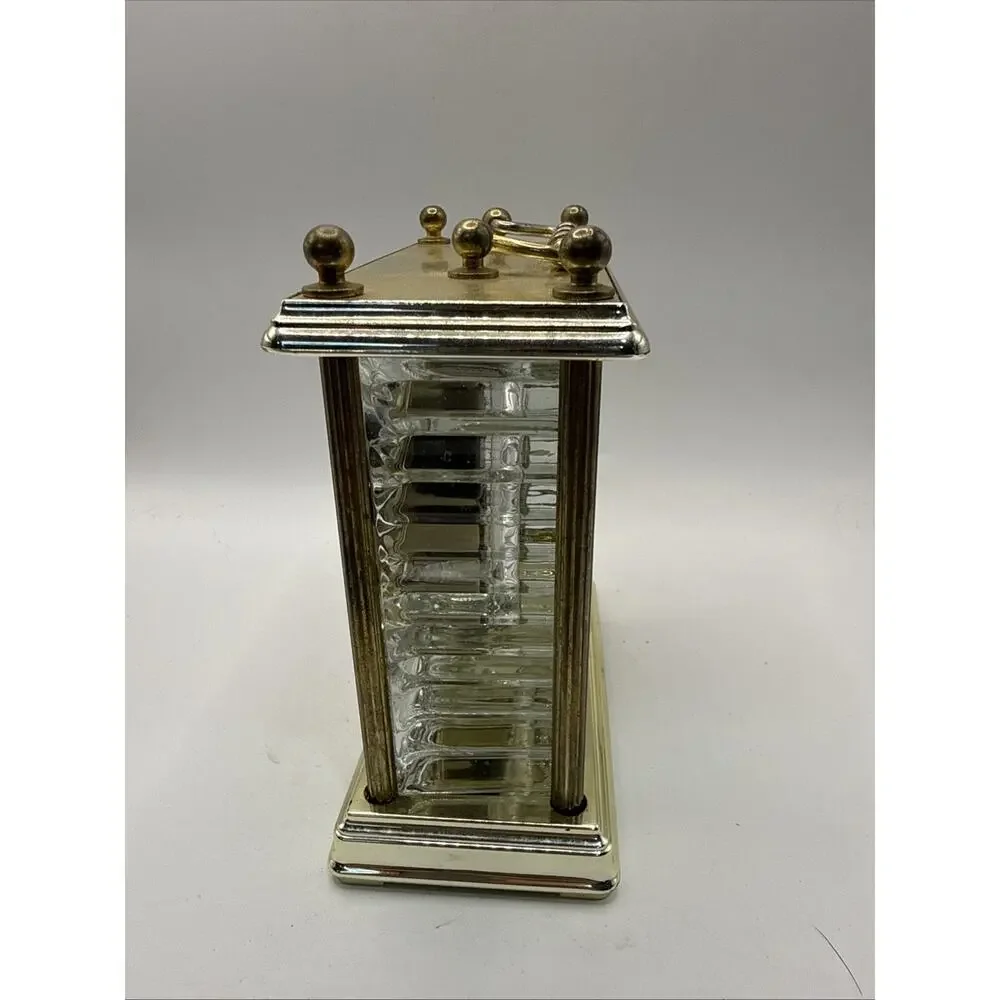 Brass Crystal Quartz Clock Paul Sebastian PS Mantel Shelf Desk Vintage Working *